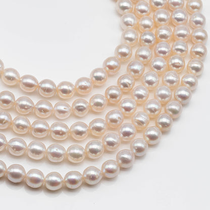 7.5-8mm Near Round Freshwater Pearl Bead in Natural White Color and High Luster with Blemishes for Jewelry Making, SKU # 1615ED