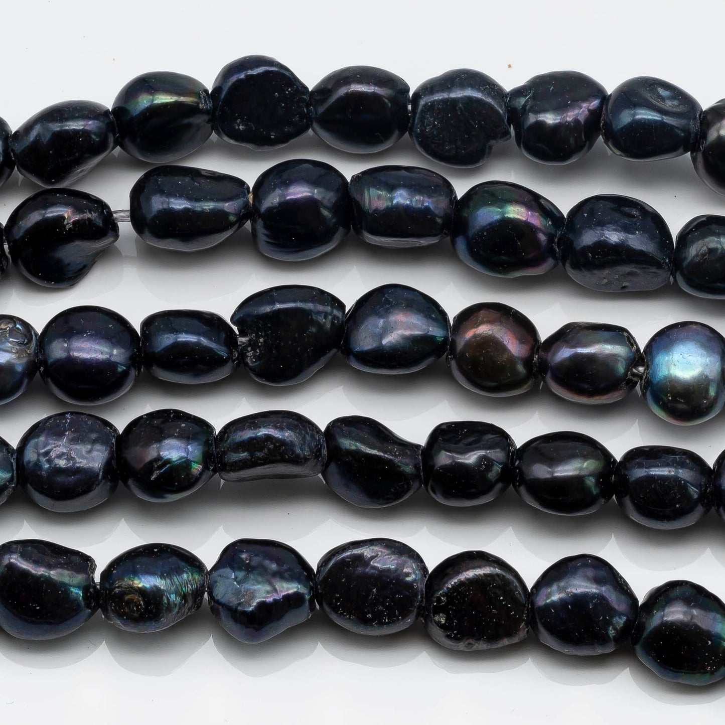 11x14mm Freshwater Pearl Bead, 2.5mm Large Hole in Navy Blue with High Luster in 8 Inch Strand for Jewelry Making, SKU # 1626FW