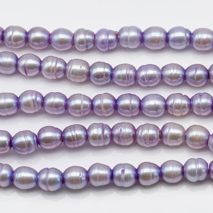 8-9mm Large Hole Freshwater Pearl Bead in Lavender Color in 8 Inch Strand for Jewelry Making, SKU # 1629FW