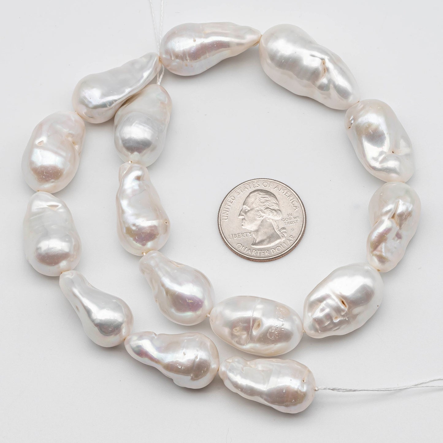 large size freshwater baroque pearl in full strand 