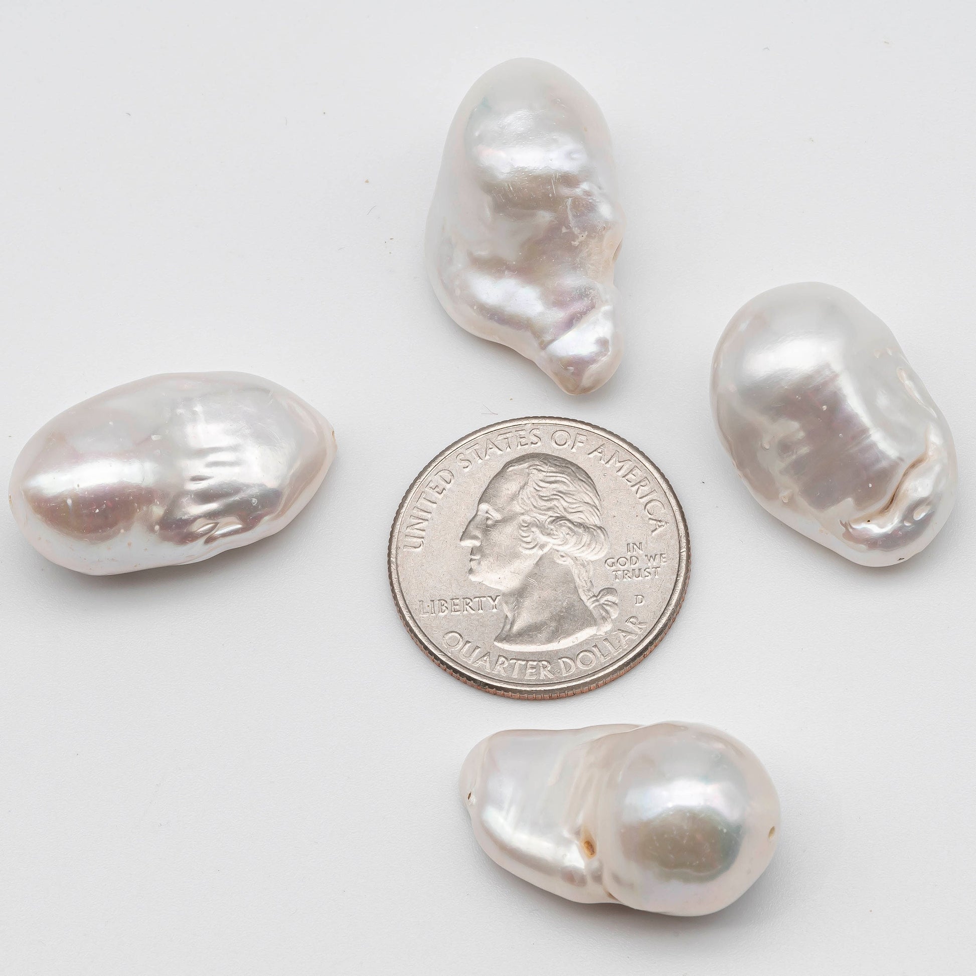 These  baroque pearl is almost the same size as a quarter