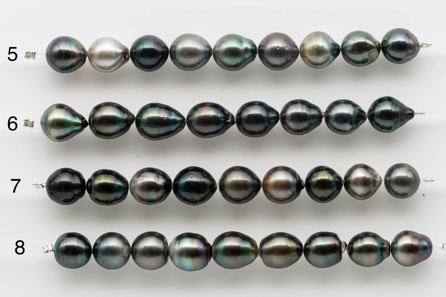 Teardrop Tahitian Pearl in 4 inch strand.