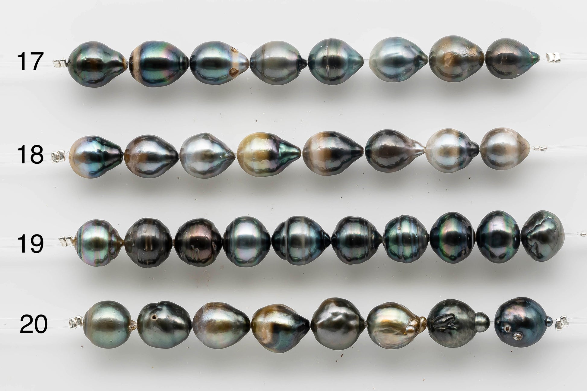 Tahitian Pearl drop shape in 4 inch strand.